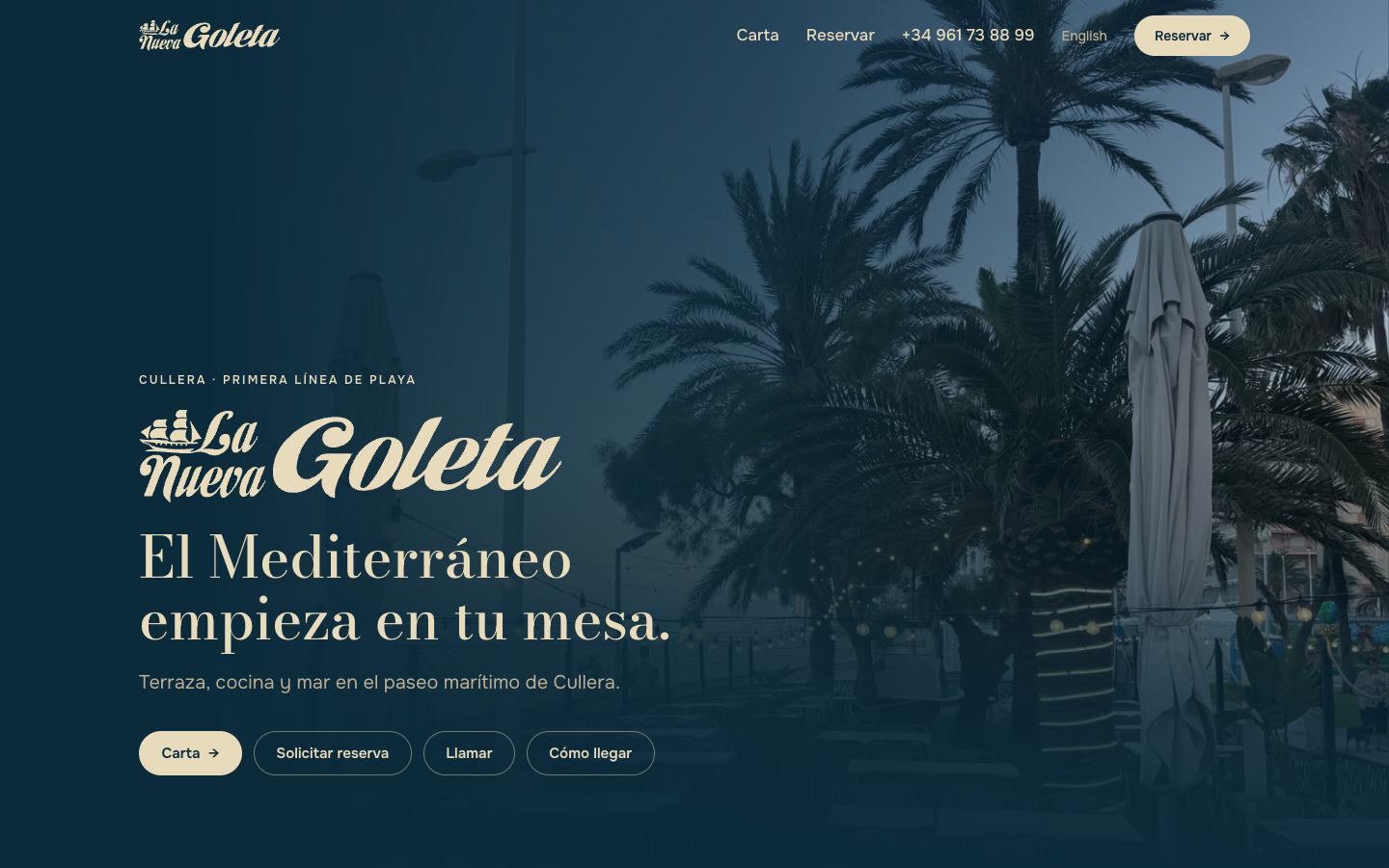 La Nueva Goleta — the restaurant site's homepage