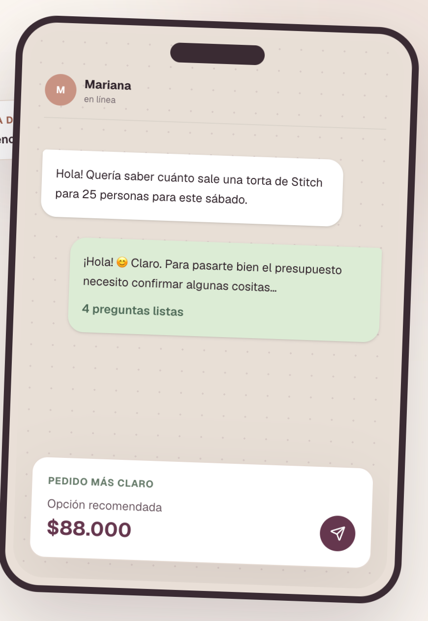 Punto Justo — the real mobile flow, from message to quote
